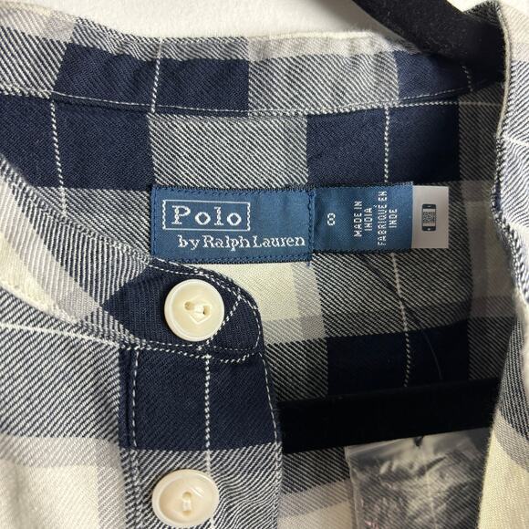 Ralph Lauren Navy Plaid Shirt Dress Tartan Button Front Women’s 8 NWOT - Picture 4 of 8